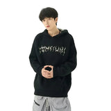 Sudadera con capucha de punto con estampado de ciempiés retro acogedora