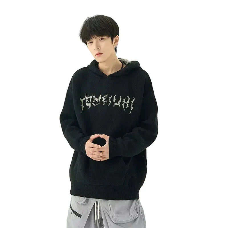 Sudadera con capucha de punto con estampado de ciempiés retro acogedora