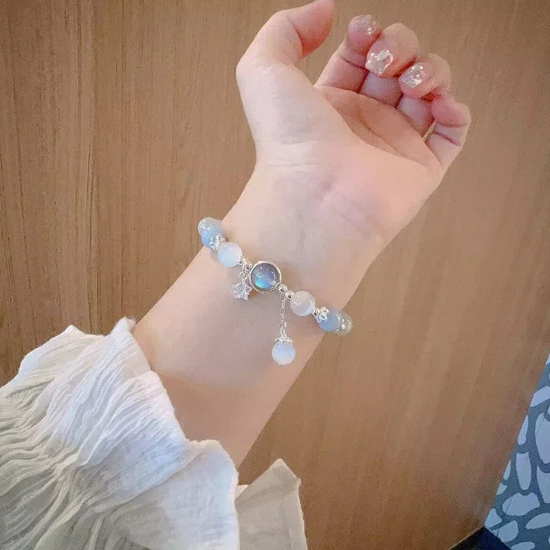 Vintage Mondstein Kristall Blau Armband