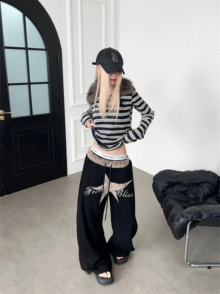 Y2K Leopard Star Pants