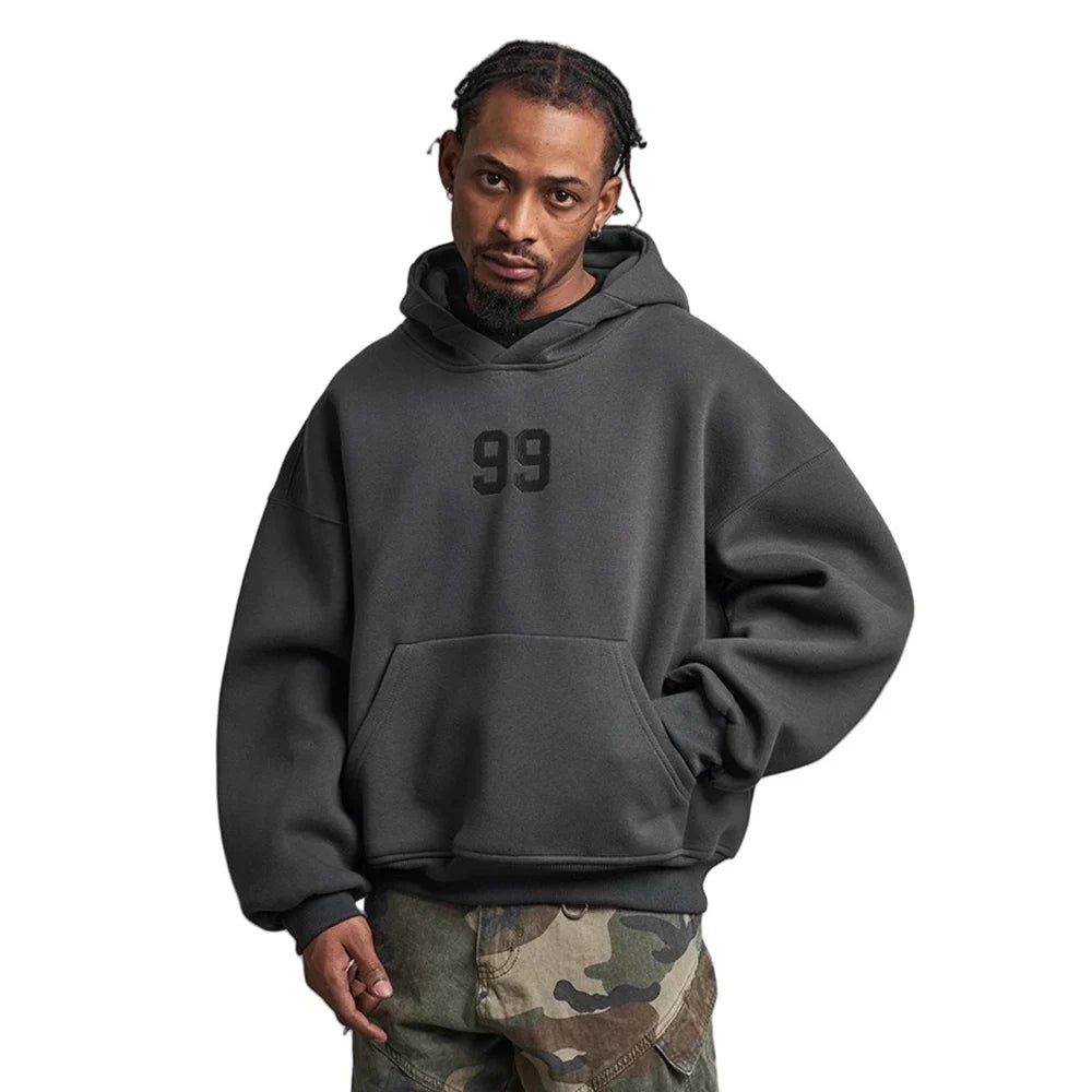 "99" Embroidered Front Pocket Hoodies