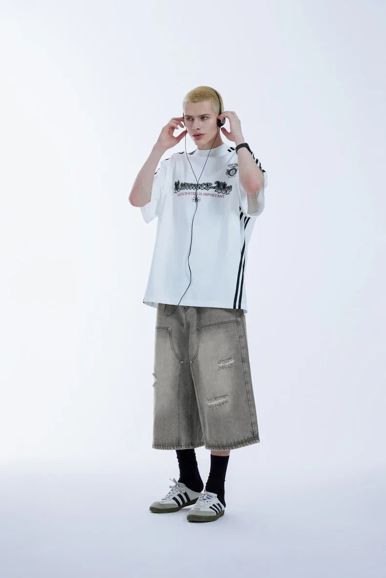 Ripped Wide Leg Carpenter Jorts