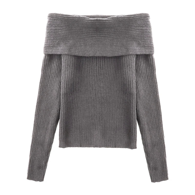 Y2K Schulterfreier Strickpullover