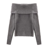 Y2K Schulterfreier Strickpullover