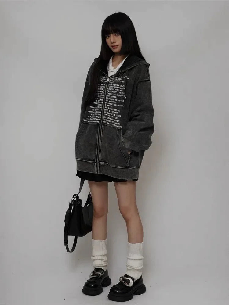 Y2K Cozy Zipper Oversized Hoodies Shirt