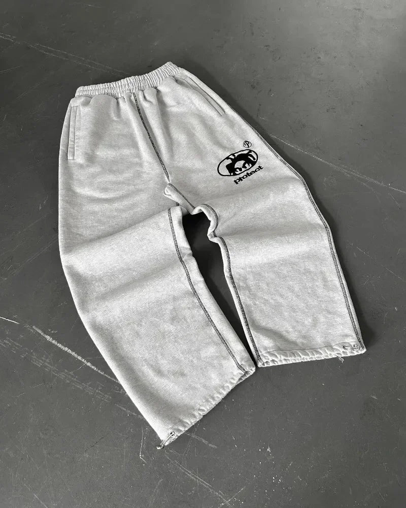 Streetwear Fashion Letter Embroidery Loose Sweatpants