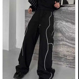 Acubi Black Striped Wide-Leg Pants