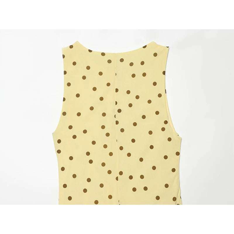 Flowy Yellow Polka Dot Maxi Dress