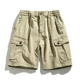 Solid Elastic Waist  Multi Pocket Short
