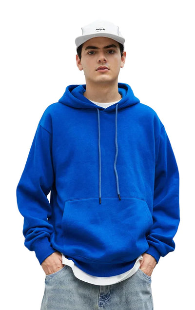 Sudadera con capucha de color azul liso para otoño