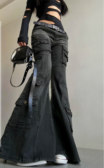 Y2K Flared Cargo Jeans