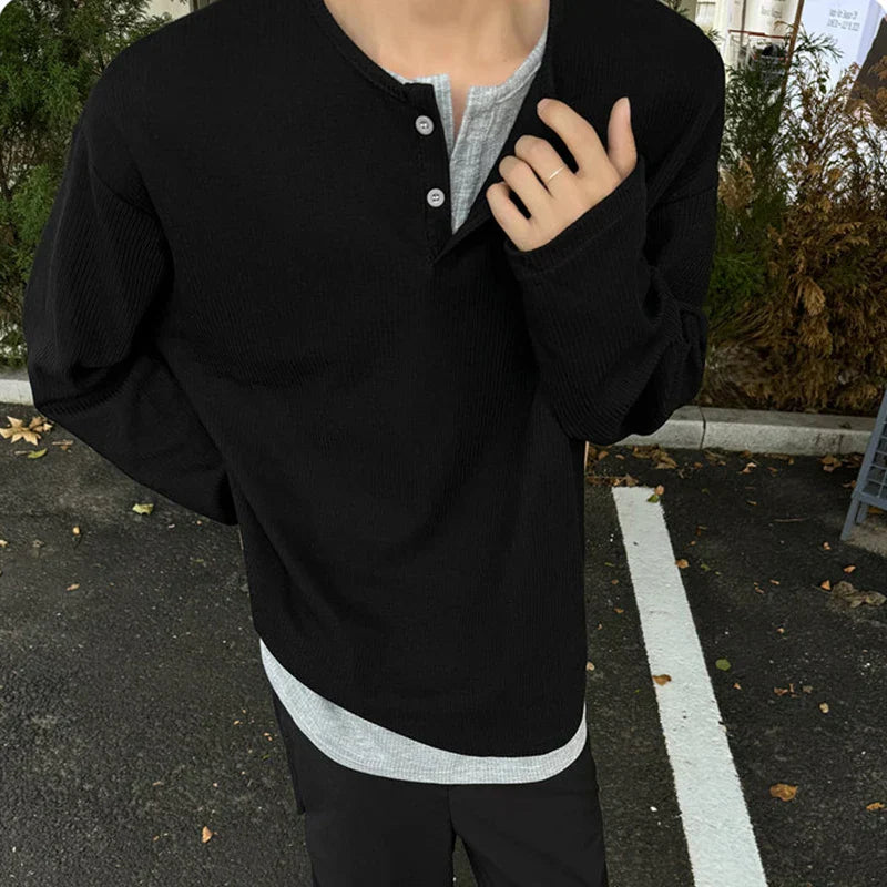 Casual Patchwork Round Collar Long T-Shirt