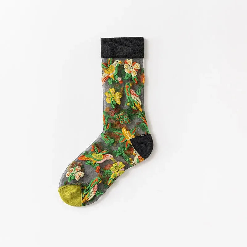 Summer Floral Crew Neck Socks