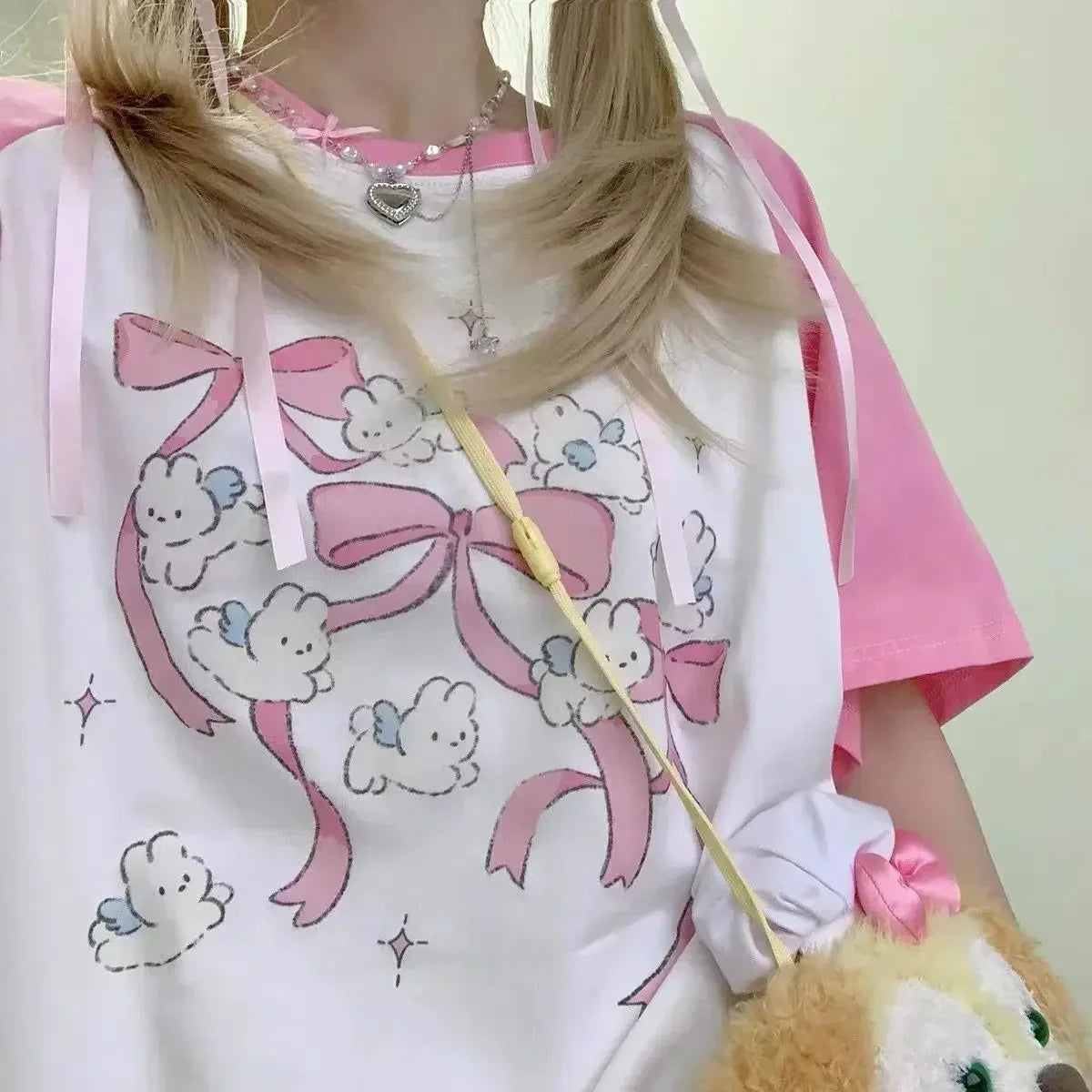 Sweet Pink Skater Girl Rabbit T-Shirt