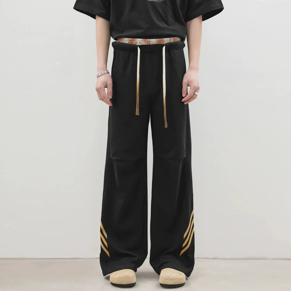 Elastic Drawstring Loose Straight Leg Pants