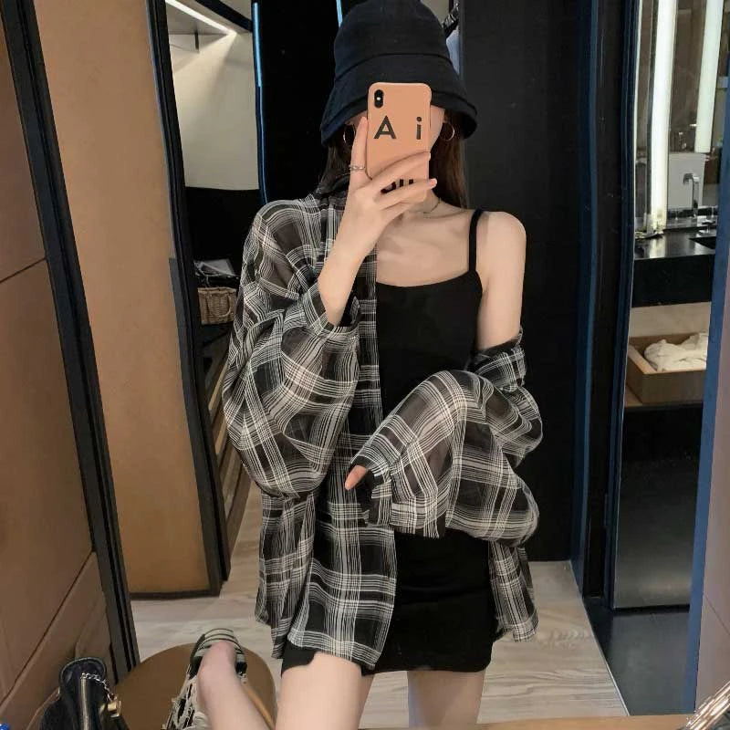Summer Plaid Women's Oversized Shirt