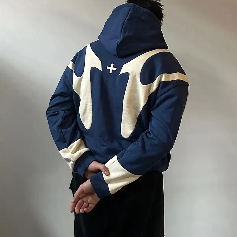 Sudadera con capucha estampada con patrón retro de diablo Y2K