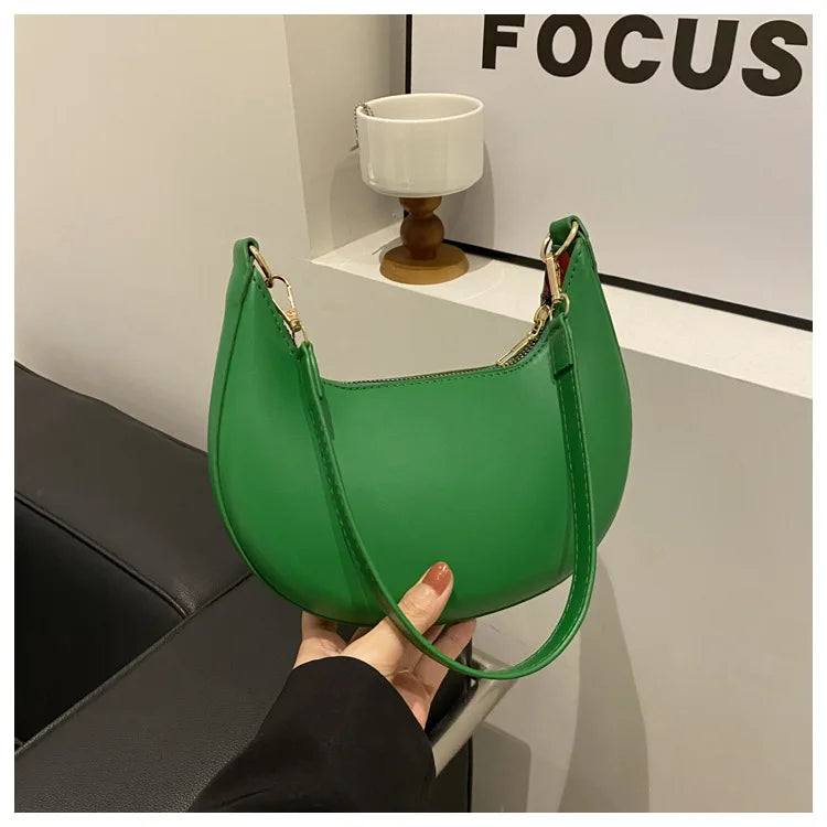 Crescent Moon Chic Leather Handbag