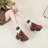 Chunky Leather Plush Color Block Sneakers