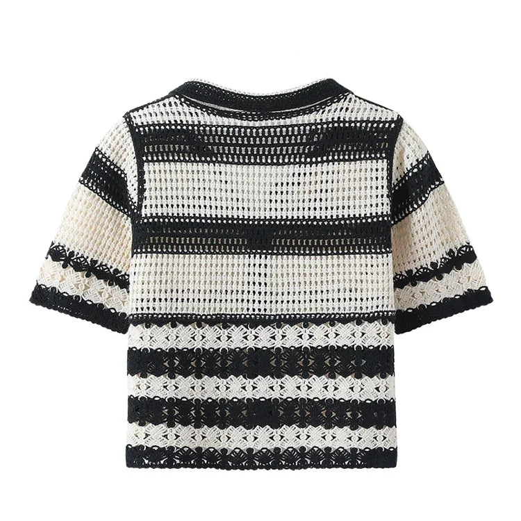 Handmade Crochet Striped Knitted Vest