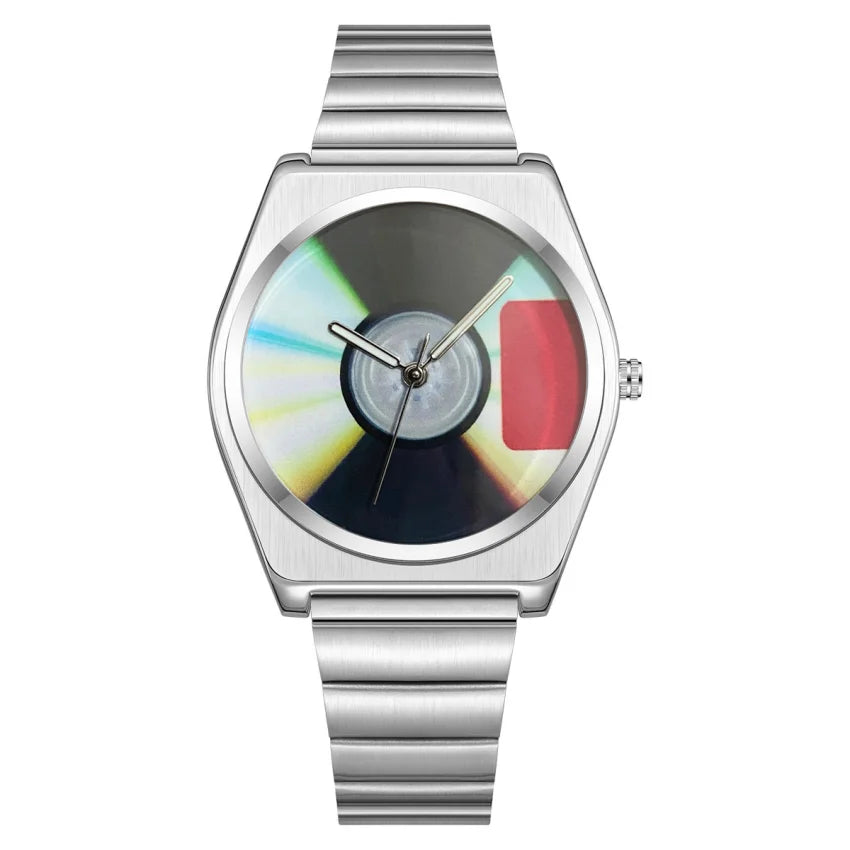 Y2K Unique Retro Record Dial Quartz Watch