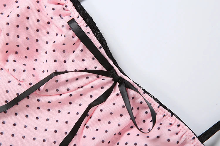 Polka Dot Bow Pink Mini Dress