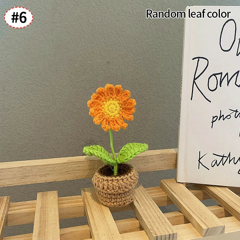 Crochet Knitted Potted Flowers Homemade
