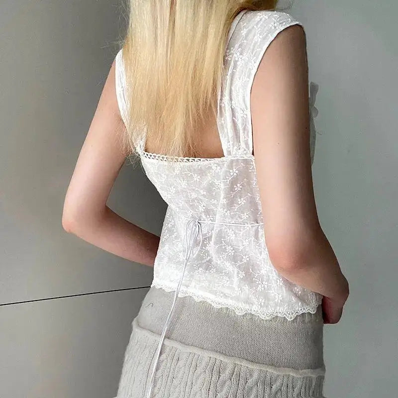 Coquette White Backless Top