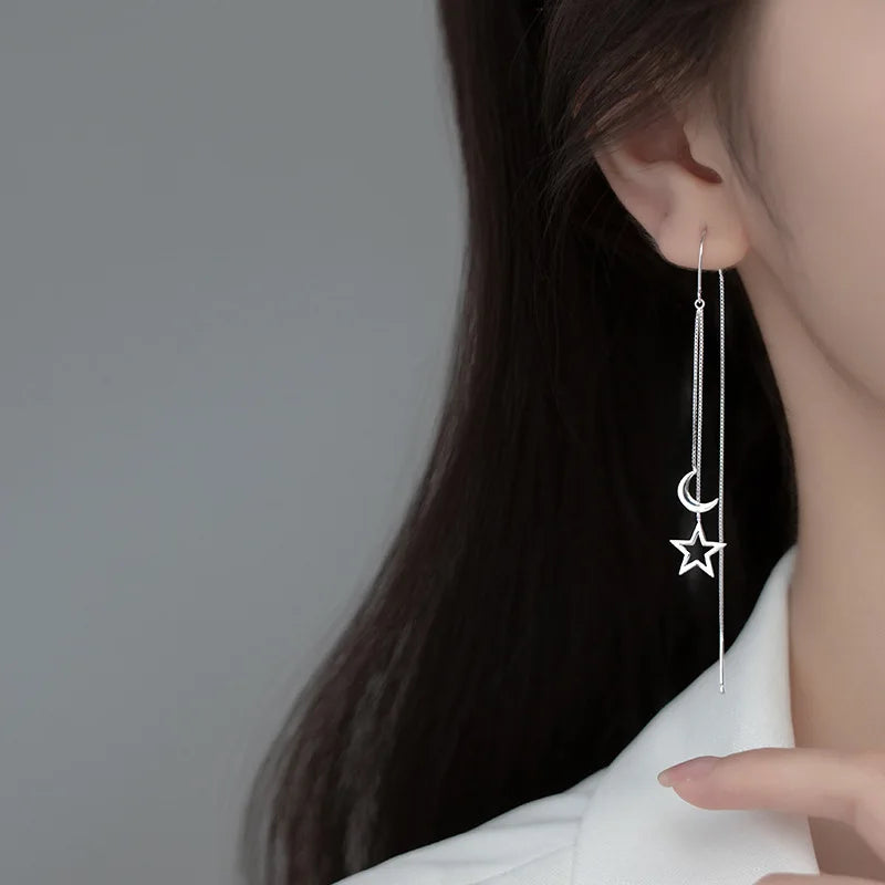 Vintage Silver Star Moon Earrings