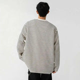 Korean Spring Striped Round Collar Casual T-Shirt
