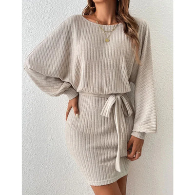 Belted Women's Knitted Dress