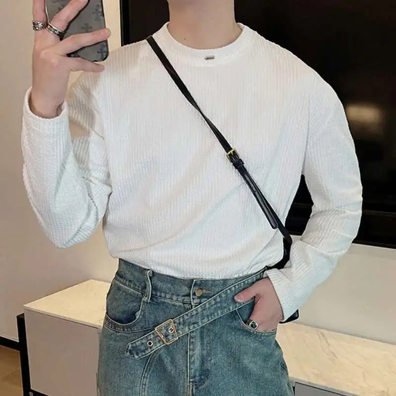 Casual Korean Style Round Collar Men's T-Shirt