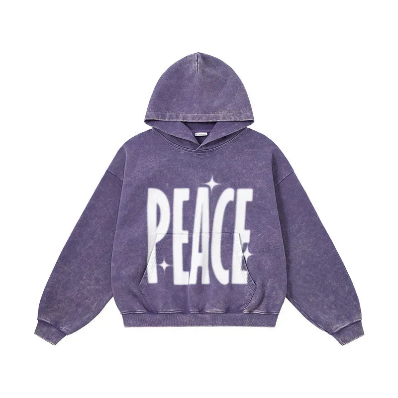Sudadera con capucha estampada con letras PEACE