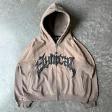 Y2K Letter Print Zip Vintage Hoodie