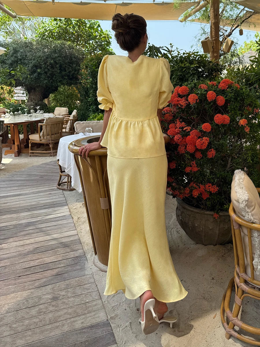 Old Money Women's V-neck Bubble Outfit