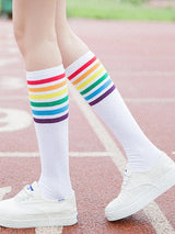 Calf Lolita Girl Rainbow Socks