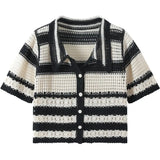 Handmade Crochet Striped Knitted Vest