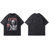 Retro Washed Black Skull Oversized T-Shirt