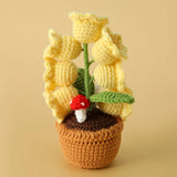 Vintage Handmade Potted Knitted Flowers