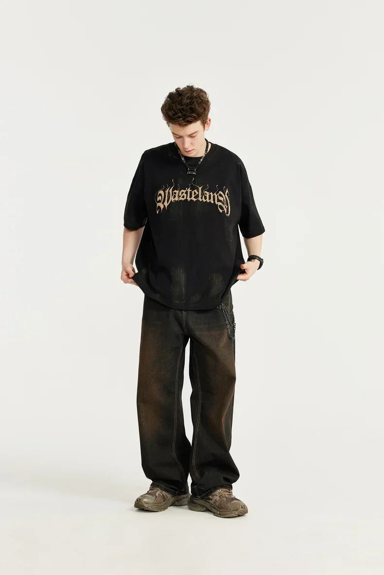 Washed Straight Leg Jeans