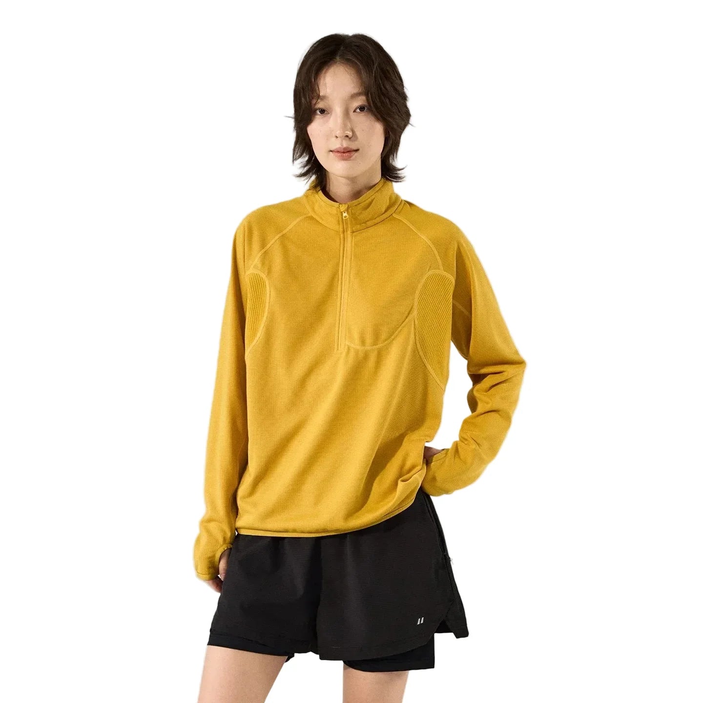 Sudadera con capucha y media cremallera, ligera y transpirable