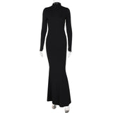 Sexy Backless Long Sleeve Maxi Dress
