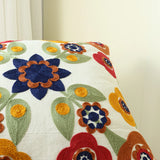 1pc, Vibrant Canvas Flower Embroidery Pillow Cover for Home Decor and Comfortable Sleeping