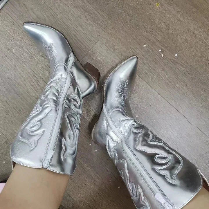Shiny Cowgirl Mid-calf Women's Boots