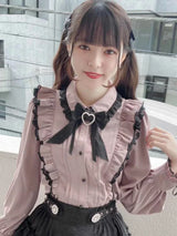 Barbie Core Pink Lace Ruffle Bow Blouse