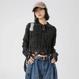 Knitted Ripped Cropped Sweater