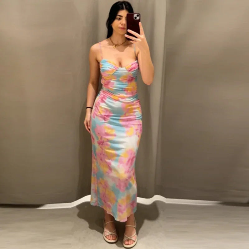 Mesh Floral Party Maxi Dress