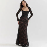 Elegant Vintage Lace Maxi Dress