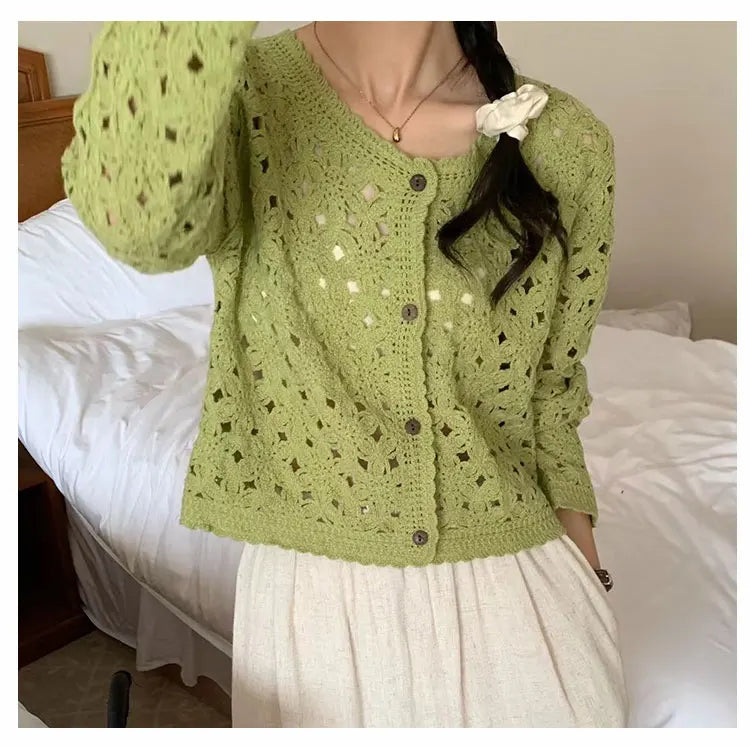Crochet Openwork Hollow Out Cardigan