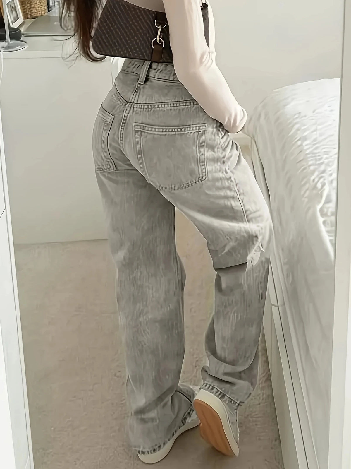 Y2K Straight Leg Gray Jeans